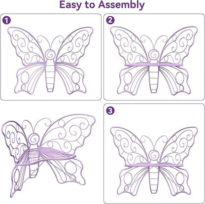 49 Inch Outdoor Bench, Purple Garden Bench with Metal Frame, Weatherproof Butterfly Front Porch Benches for Lawn, Garden, Yard, Balcony