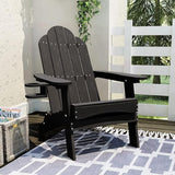 LUE BONA Folding Adirondack Chair, Cup Holder, Woodgrain, Fire Pit, Patio, Pool, Black - Photo 1