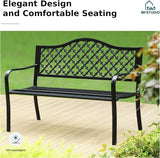 MFSTUDIO Outdoor Metal Bench Set of 2, 50" Black Outdoor Metal Garden Bench - Photo 8