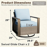 Outdoor Swivel Patio Metal Chairs Set of 2 - Porch Furniture 2 Pieces 360 Degree Glider Rockers Rattan Chairs with - Photo 2