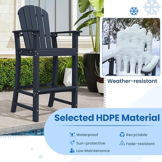 ORALNER Tall Adirondack Chairs, Set of 2 Outdoor High Back Balcony Chair - Photo 4