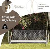 RELAX4LIFE 2-Seater Outdoor Porch Swing - PE Wicker Porch Loveseat Swing with 118” Hanging Ropes - Photo 7