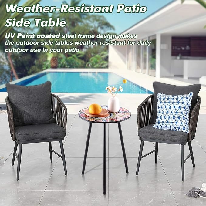 1 Pack Metal Outdoor Side Table Small Outside Round End Table for Patio Modern Accent Garden Corner Table for Small - Photo 7