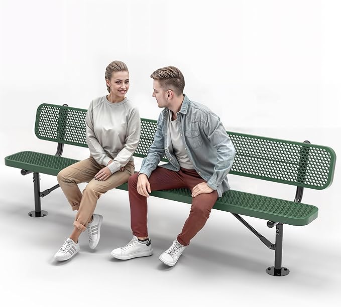Heavy-Duty Outdoor Metal Bench, Thermoplastic-Coated, Surface, Weatherproof, Commercial-Grade for Parks, Gardens, Patios - Photo 1