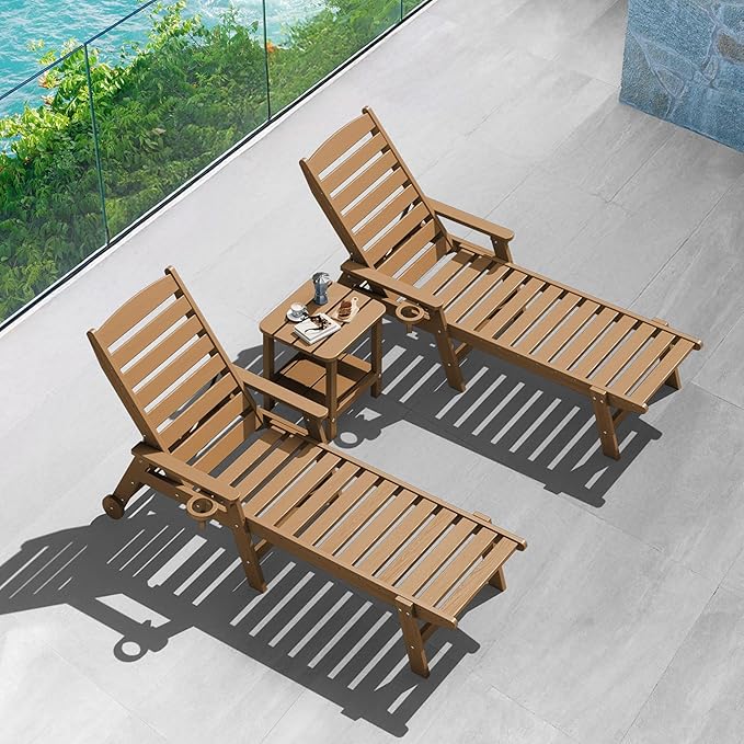 SERWALL Double Adirondack Side Table Rectangular End Table Set of 6, Brown - Photo 7