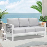 Wisteria Lane Patio Furniture Aluminum Sofa, All-Weather Outdoor 3 Seats Couch - Photo 8