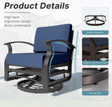 Kurapika 5 Pieces Patio Furniture Set, Outdoor Aluminum Swivel Gliders Rocker - Photo 3