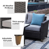 Grand patio Outdoor Rattan Couch Sofa Cushions, Dark Grey Sofa Set for 2 PCS - Photo 6
