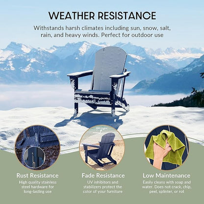 WestinTrends Malibu 2 Piece Set Outdoor Folding Poly Adirondack Chair, Navy Blue