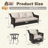 4 Pieces Patio Conversation Furniture Set - 1 Sofa, 2 Swivel Chairs, 1 Side Table - Photo 2