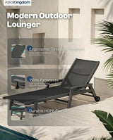 Patio Chaise Lounge Chair with Wheels & Cup Holder - Photo 9
