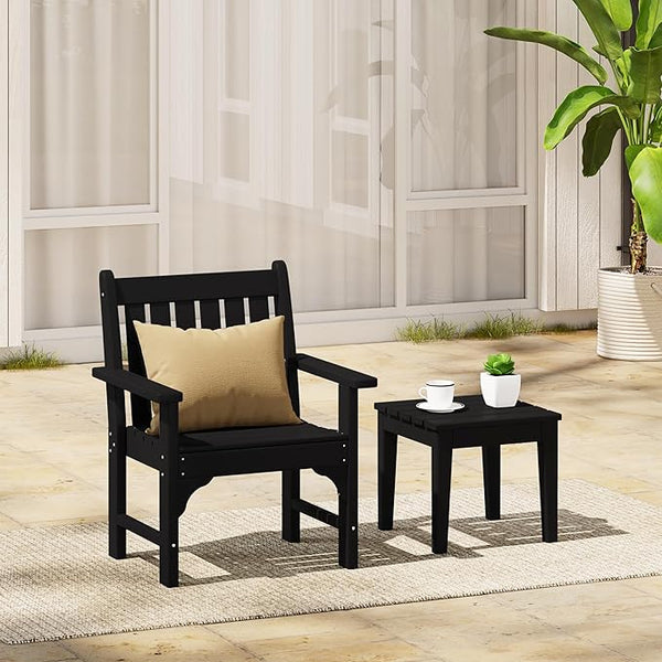 Costaelm Outdoor Patio Table and Chairs Set of 2, 2-Piece HDPE Garden Chair with Square Adirondack Side Table Set - Photo 1