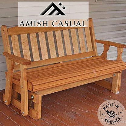 Amish Casual Heavy Duty 800 Lb Mission Pressure Treated Porch Glider (5 Foot, Cedar Stain)