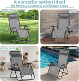 Zero Gravity Chair Set of 2, Folding Reclining zero gravity recliner lounge Chair 330lbs with Pillow and Cup Holder - Photo 7
