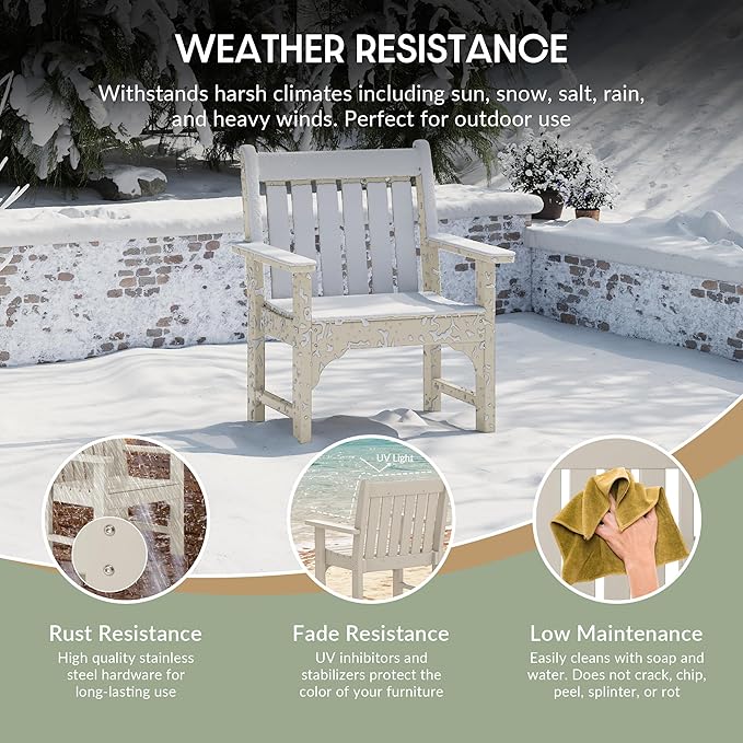 WestinTrends Malibu Outdoor Patio HDPE Adirondack Dining Arm Chair, Sand
