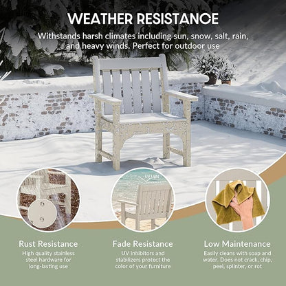 WestinTrends Malibu Outdoor Patio HDPE Adirondack Dining Arm Chair, Sand