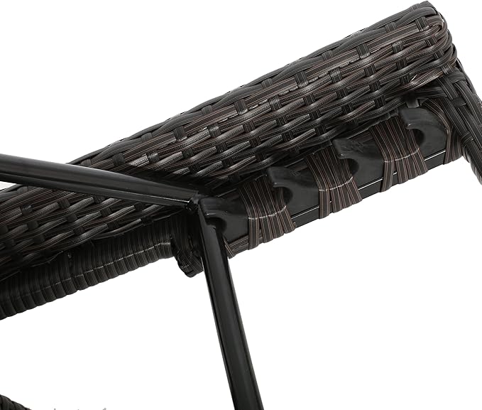 GDFStudio (Set of 2) Olivia Outdoor Brown Wicker Armed Chaise Lounge Chair