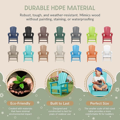 WestinTrends Malibu Kids Outdoor Adirondack Plastic Patio Chair (Set of 2), Turquoise
