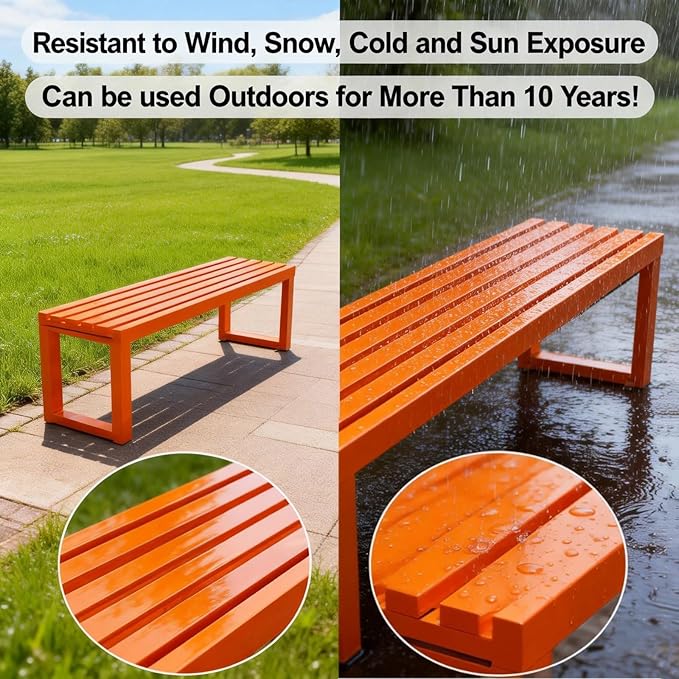 Park Bench for Outside, Outdoor Benches Weatherproof, Metal Garden Bench 2-Person Seat 100/120/150/180 Cm Patio Benches Backless for Lawn Yard Entryway, Capacity 660 Lbs(Silver,180 cm/70.9 in)