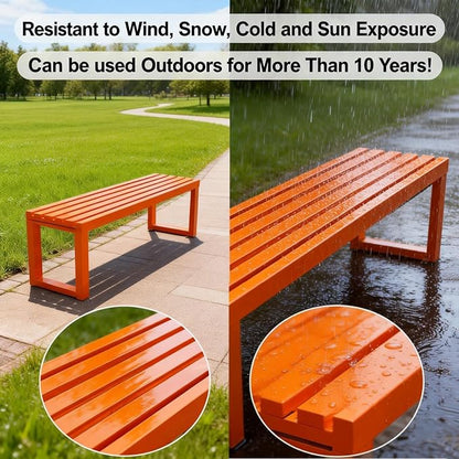 Park Bench for Outside, Outdoor Benches Weatherproof, Metal Garden Bench 2-Person Seat 100/120/150/180 Cm Patio Benches Backless for Lawn Yard Entryway, Capacity 660 Lbs(Coffee,180 cm/70.9 in)