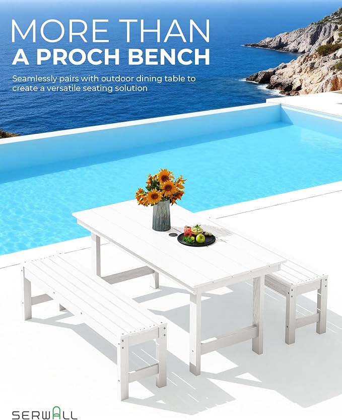 SERWALL 47 Inches Outdoor Bench Set of 2 - Photo 5