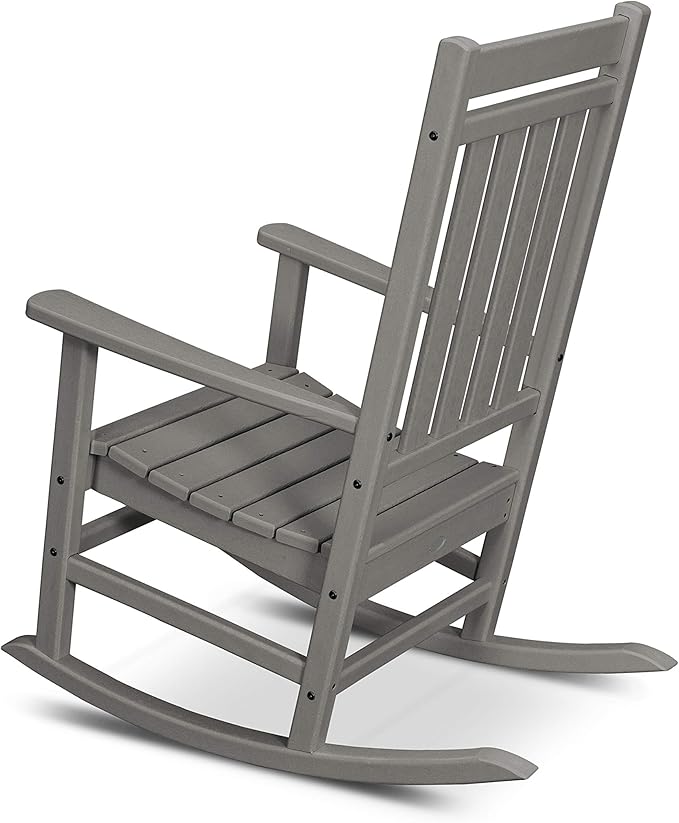 POLYWOOD Plantation Porch Rocking Chair, Slate Grey, Heavy Duty HDPE Plastic Lumber, Adult Size, Outdoor Patio Deck Furniture, Made in USA