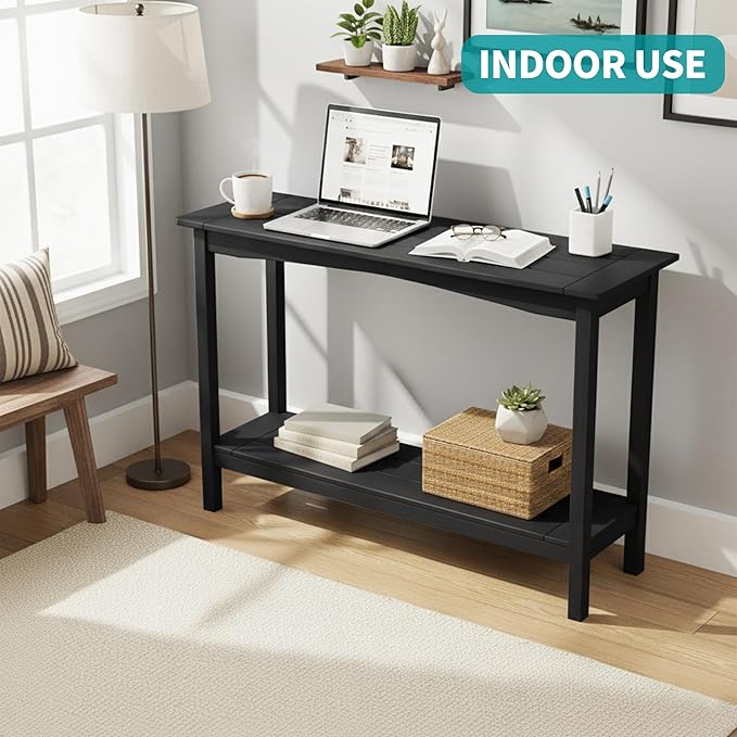 Outdoor Console Table, All-Weather 2-Tier Patio Console Table, Outside Plant Stand Table, Low Maintenance - Photo 7