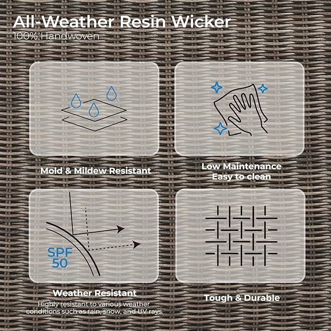 CHITA 8 Pieces Patio Wicker Furniture Set, Outdoor Rattan Bistro Set with Removable Thickened Cushions, Fully Assembled - Photo 3