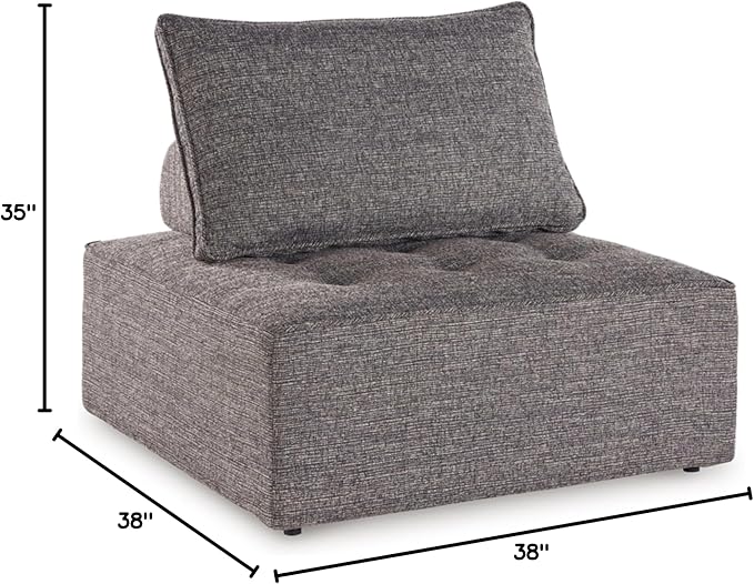 Signature Design by Ashley Bree Zee Contemporary Nuvella Weather Resistant Fabric Tufted Armless Outdoor Lounge Chair with Cushion and PVC Cover, Gray
