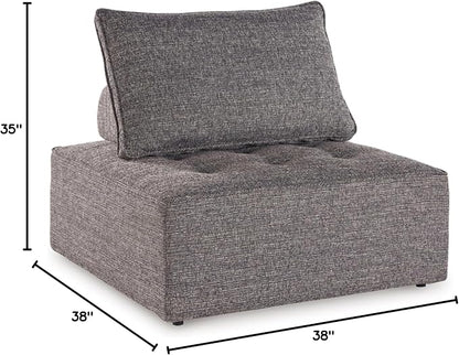 Signature Design by Ashley Bree Zee Contemporary Nuvella Weather Resistant Fabric Tufted Armless Outdoor Lounge Chair with Cushion and PVC Cover, Gray