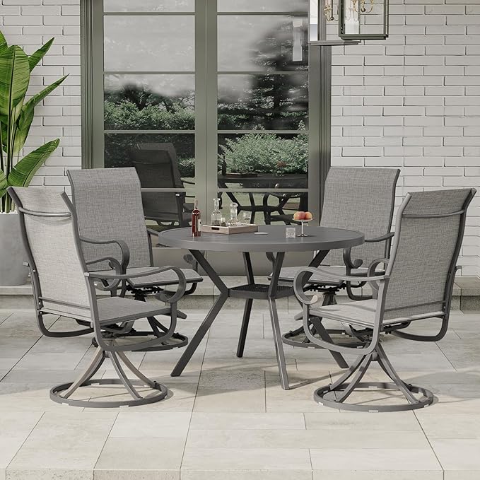 Patio Swivel Chairs Set of 4, Outdoor Dining Chairs with High Back - Photo 2