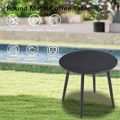 3 Piece Patio Furniture Set, Modern Patio Chaise Lounge Chairs, 5-Position Adjustable Bistro Set Balcony Furniture, Metal Patio Chairs with Coffee Table, Pool Lounge Chair for Deck, Khaki