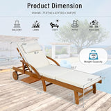 LUMISOL Acacia Wood Chaise Lounge Chair Set of 2, Patio Outdoor Chaise Lounge with Cushions, Adjustable Backrest - Photo 4