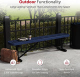 Leisure Craft Metal Outdoor Bench - 6 Foot Heavy Duty Backless Bench Seating for Garden, Porch, Picnic, Park - Photo 4