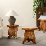 Cedar Wood Tree Stump Stool 13.5"x12"x14"H Live Edge Natural Coffee Side Table Rustic Plant Stand for Living Room - Photo 9