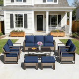 8 Pieces Metal Wicker Patio Furniture Set - 75" Sofa, Four Armchairs and Two Ottomans - Photo 9