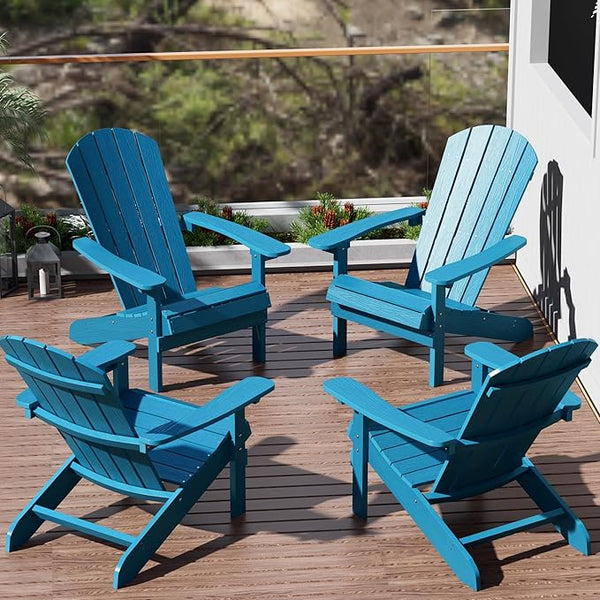 YEFU Adirondack Chairs Set of 4: Outdoor Chair HIPS Plastic Adirondack Chairs - Patio Chairs with Wood Texture - Lawn - Photo 1