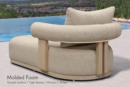 PURPLE LEAF Outdoor Chaise Lounge Set of 2 Chair Modern Aluminum Lounger Daybed with Lumbar Pillow and Armrest for Patio Poolside Beach Sunbathing Deck, Cream