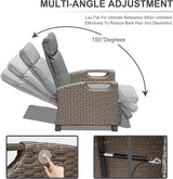 Domi Outdoor Recliner Chair, Patio Recliner with Hand-Woven Wicker, Flip Table Push Back, Adjustable Angle - Photo 5
