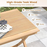 Tangkula 27.5 Inch Teak Wood Patio Dining Table, Square Outdoor Bistro Table with Slatted Tabletop - Photo 7