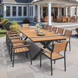 Pellebant 118" Outdoor Dining Table for 8-12, 10ft Aluminum Patio Table with Umbrella Hole - Photo 7