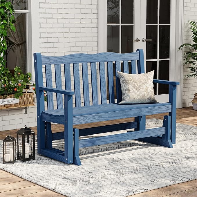 Stoog Outdoor Gliders Set of 2, All-Weather HIPS Glider Bench for Porch, Never Fade or Rot, Blue - Photo 2