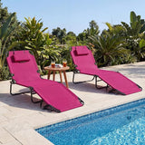 GYMAX Tanning Chair, Folding Lounge Chairs with Face Hole & Cover, Removable Pillow Carry Handle - Photo 9