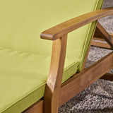 GDFStudio Samantha Double Chaise Lounge for Yard and Patio, Acacia Wood Frame, Teak Finish with Green Cushions, (307567) - Photo 6