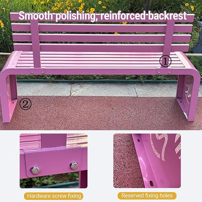 Outdoor Metal Garden Bench Galvanized Steel,Heavy-Duty Patio Benches Weatherproof with Backrest,Slatted Chair Laser engraving,1100lbs Load-Bearing,for Park Yard Deck(G,180*40*80cm/70.9*15.7*31.5in)