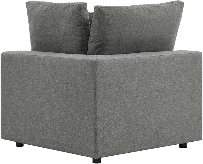 Modway Commix Outdoor Patio Overstuffed Loveseat in Charcoal - Photo 5