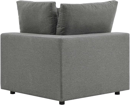 Modway Commix Outdoor Patio Overstuffed Loveseat in Charcoal