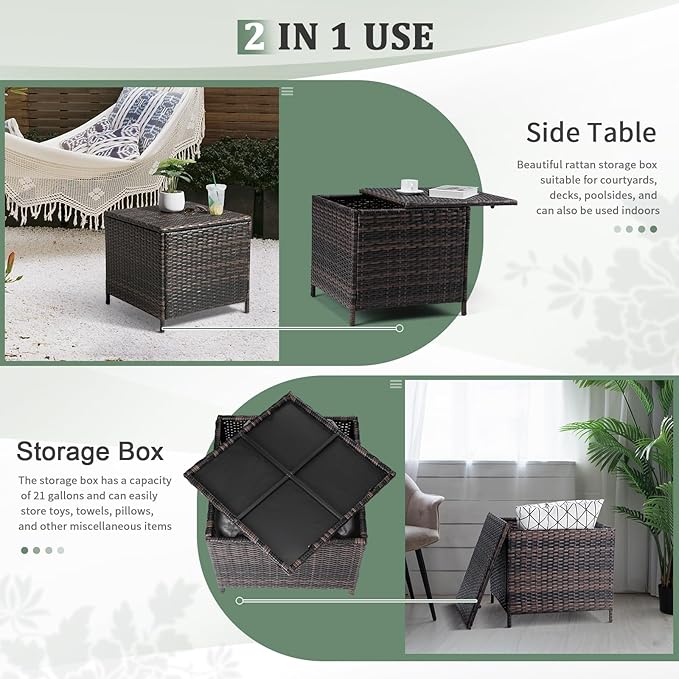 VINGLI Outdoor Side Table with Storage - Photo 5