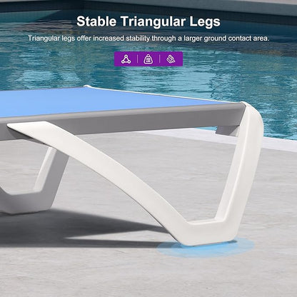 PURPLE LEAF Patio Chaise Lounge Chair Outside Aluminum Plastic Stackable Tanning Chairs for Pool Sunbathing Beach Deck Outdoor Lounger, Royal Blue