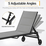 Yaheetech Outdoor Patio Chaise Lounge, All Weather Outdoor Lounge with Wheels, 5-Position Adjustable Recliner for Patio - Photo 3